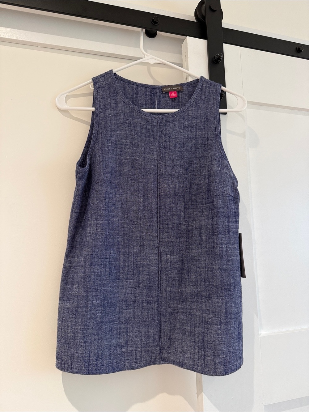 Vince Camuto Navy Heathered Sleeveless Shift Top